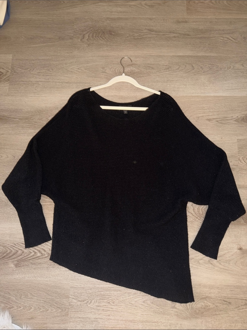 Express Black Asymmetrical Scoop-Neck Knit Sweater